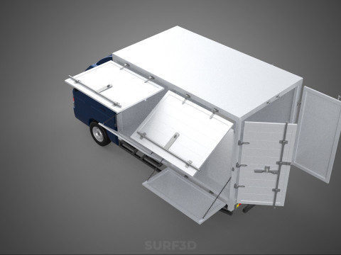 SIDE DOOR PANEL OPEN GATE WINDOW DROP BOX TRUCK FREIGHT CAR CUBE Model 3D