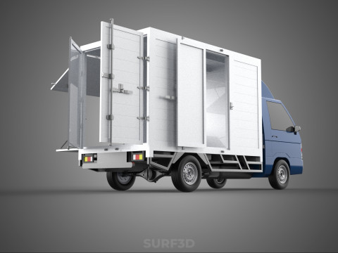 SIDE DOOR PANEL OPEN GATE WINDOW DROP BOX TRUCK FREIGHT CAR CUBE Model 3D