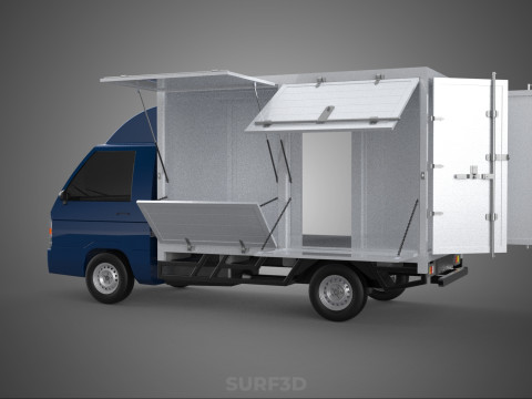 SIDE DOOR PANEL OPEN GATE WINDOW DROP BOX TRUCK FREIGHT CAR CUBE Model 3D