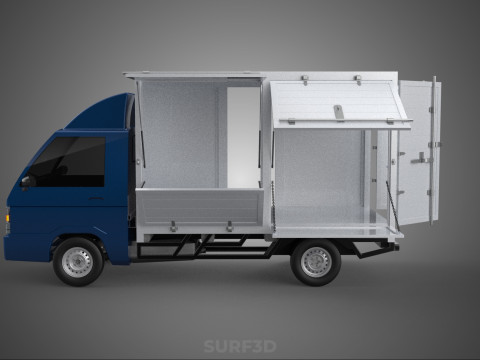 SIDE DOOR PANEL OPEN GATE WINDOW DROP BOX TRUCK FREIGHT CAR CUBE Model 3D