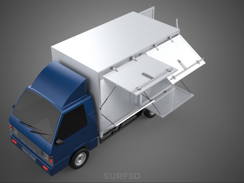 SIDE DOOR PANEL OPEN GATE WINDOW DROP BOX TRUCK FREIGHT CAR CUBE Model 3D