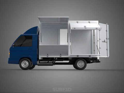 SIDE DOOR PANEL OPEN GATE WINDOW DROP BOX TRUCK FREIGHT CAR CUBE Model 3D