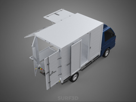 SIDE DOOR PANEL OPEN GATE WINDOW DROP BOX TRUCK FREIGHT CAR CUBE Model 3D