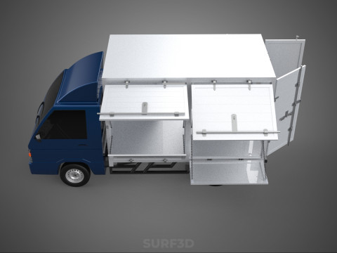 SIDE DOOR PANEL OPEN GATE WINDOW DROP BOX TRUCK FREIGHT CAR CUBE Model 3D
