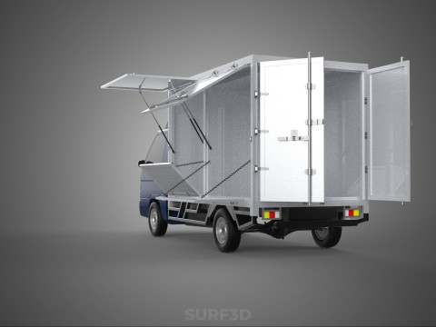 SIDE DOOR PANEL OPEN GATE WINDOW DROP BOX TRUCK FREIGHT CAR CUBE Model 3D