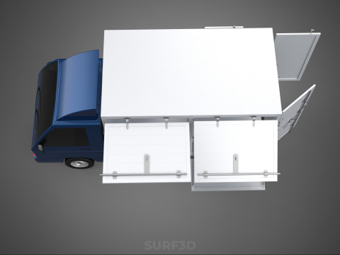 SIDE DOOR PANEL OPEN GATE WINDOW DROP BOX TRUCK FREIGHT CAR CUBE Model 3D