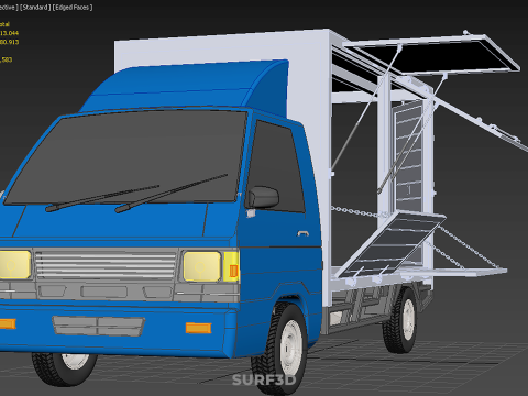 SIDE DOOR PANEL OPEN GATE WINDOW DROP BOX TRUCK FREIGHT CAR CUBE Model 3D
