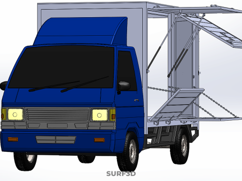 SIDE DOOR PANEL OPEN GATE WINDOW DROP BOX TRUCK FREIGHT CAR CUBE Model 3D