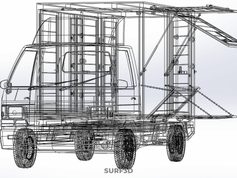 SIDE DOOR PANEL OPEN GATE WINDOW DROP BOX TRUCK FREIGHT CAR CUBE Model 3D