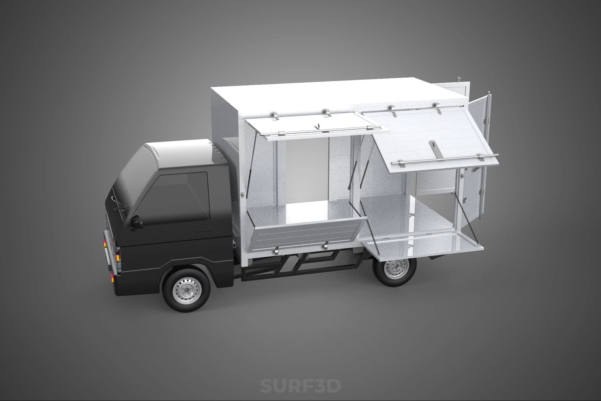 MITSUBISHI COLT L300 PICKUP BOX TRUCK CARGO FREIGHT CUBE VAN CAR 3D Model .c4d .max .obj .3ds .fbx .stl .blend 