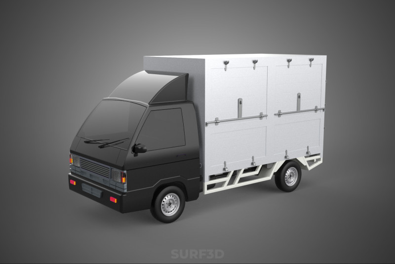 MITSUBISHI COLT L300 BOX TRUCK PICKUP CARGO FREIGHT CUBE VAN CAR 3D 模型 .c4d .max .obj .3ds .fbx .stl .blend