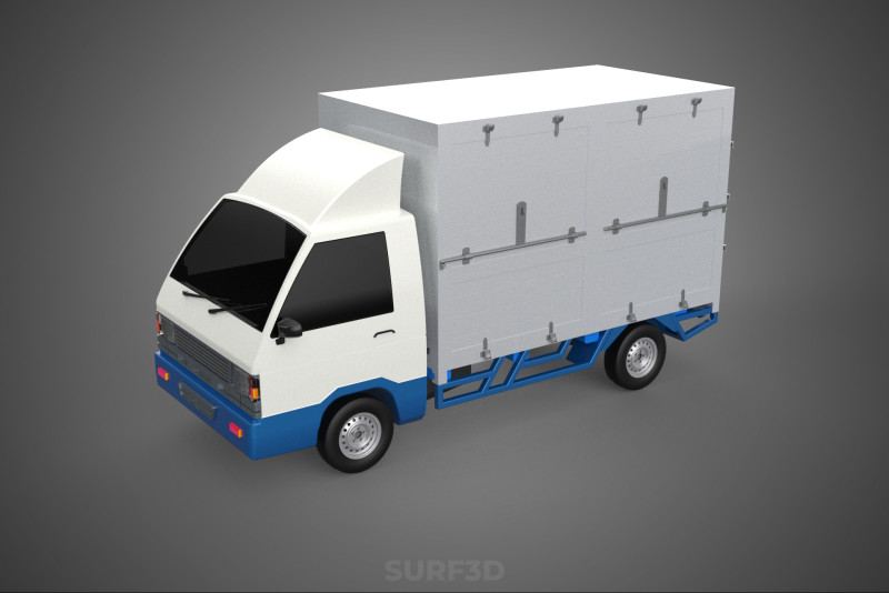 MAIL POST POSTAL SERVIC DELIVERY BOX CUBE TRUCK VAN CAR VEHICLE 3D Modell .c4d .max .obj .3ds .fbx .stl .blend