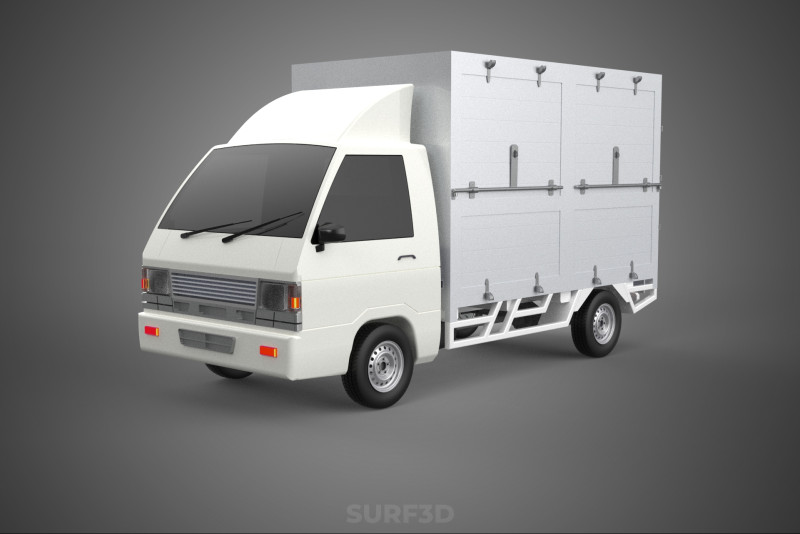 COMPACT WHITE BOX CARGO DELIVERY TRUCK URBAN REGIONAL DELIVERIES 3D Model .c4d .max .obj .3ds .fbx .stl .blend