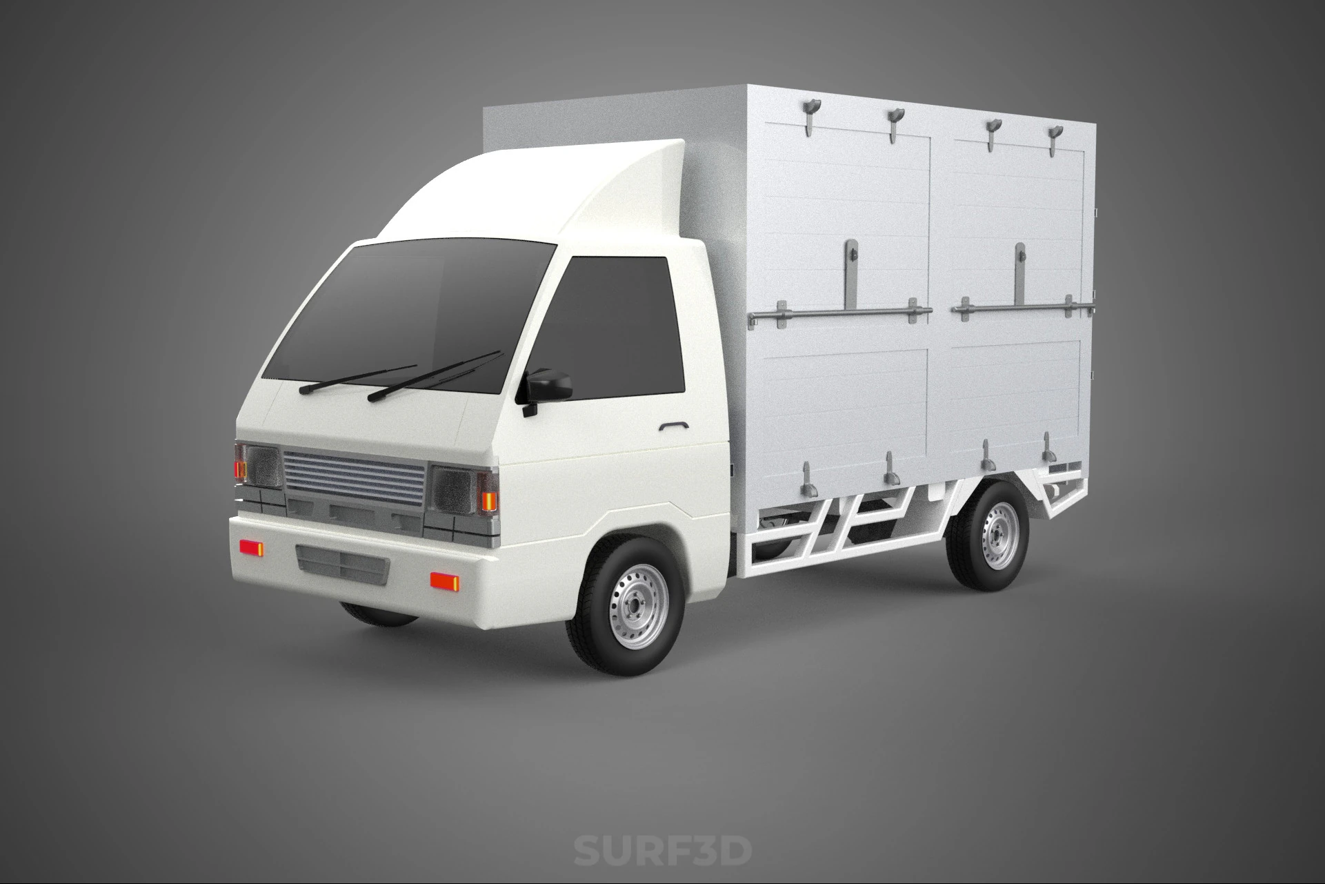 COMPACT WHITE BOX CARGO DELIVERY TRUCK URBAN REGIONAL DELIVERIES 3D Model .c4d .max .obj .3ds .fbx .stl .blend 