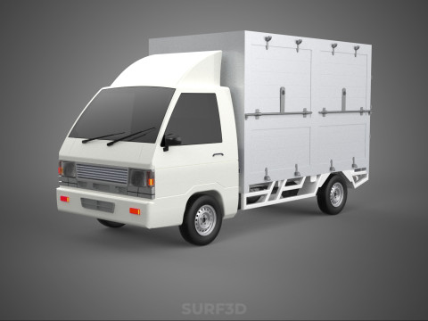 COMPACT WHITE BOX CARGO DELIVERY TRUCK URBAN REGIONAL DELIVERIES 3D Model