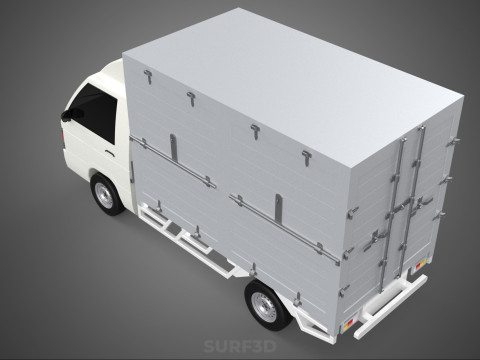 COMPACT WHITE BOX CARGO DELIVERY TRUCK URBAN REGIONAL DELIVERIES 3D Model