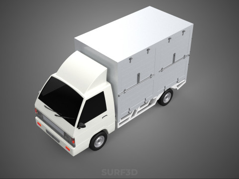 COMPACT WHITE BOX CARGO DELIVERY TRUCK URBAN REGIONAL DELIVERIES 3D Model