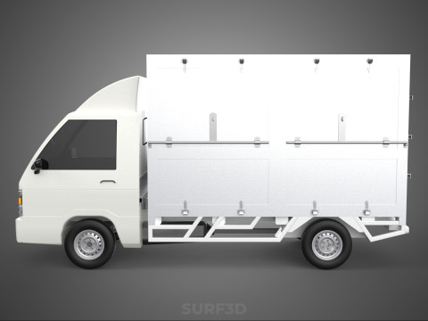 COMPACT WHITE BOX CARGO DELIVERY TRUCK URBAN REGIONAL DELIVERIES 3D Model