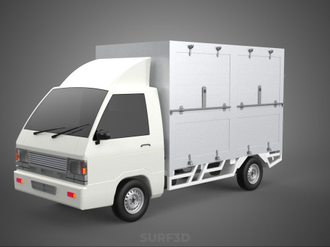COMPACT WHITE BOX CARGO DELIVERY TRUCK URBAN REGIONAL DELIVERIES 3D Model