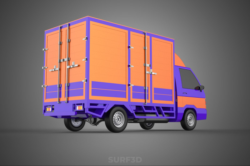 FEDEX BOX TRUCK PICKUP CARGO FREIGHT CUBE VAN CAR COURIER PARCEL 3D 模型 .c4d .max .obj .3ds .fbx .stl .blend