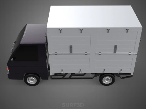 BOB TRUCK COURIER CARGO BOX CAR TRAILER PACKAGE DIESEL PICKUP 3D Model