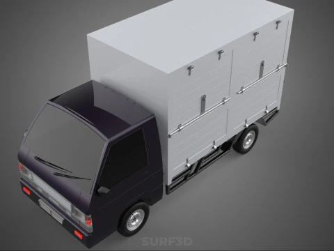 BOB TRUCK COURIER CARGO BOX CAR TRAILER PACKAGE DIESEL PICKUP 3D Model