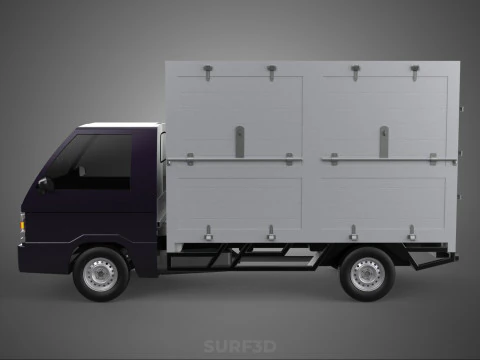 BOB TRUCK COURIER CARGO BOX CAR TRAILER PACKAGE DIESEL PICKUP 3D Model