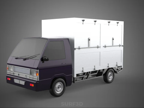 BOB TRUCK COURIER CARGO BOX CAR TRAILER PACKAGE DIESEL PICKUP 3D Model