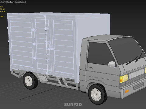 BOB TRUCK COURIER CARGO BOX CAR TRAILER PACKAGE DIESEL PICKUP 3D Model