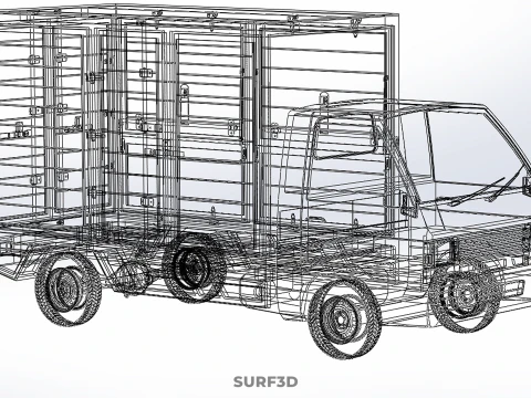 BOB TRUCK COURIER CARGO BOX CAR TRAILER PACKAGE DIESEL PICKUP 3D Model