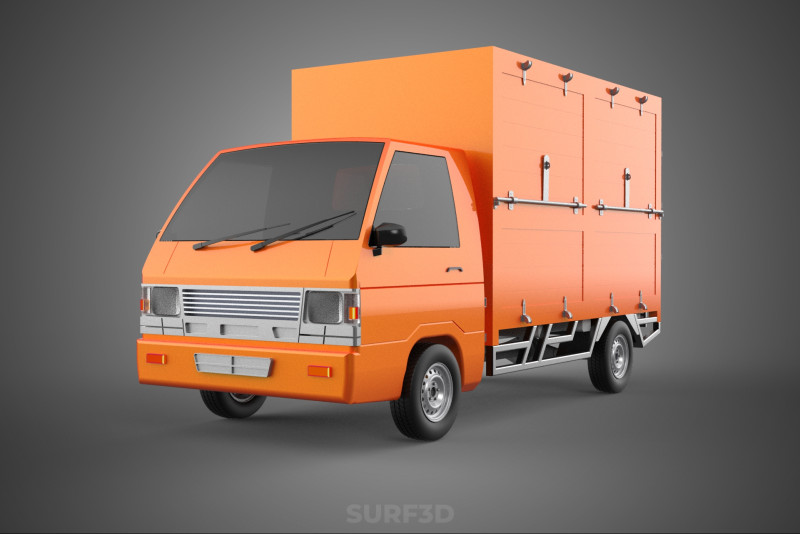 ORANGE PACKAGE MAIL POST SERVICE DELIVERY PARCEL BOX TRUCK VAN 3D 模型 .c4d .max .obj .3ds .fbx .stl .blend