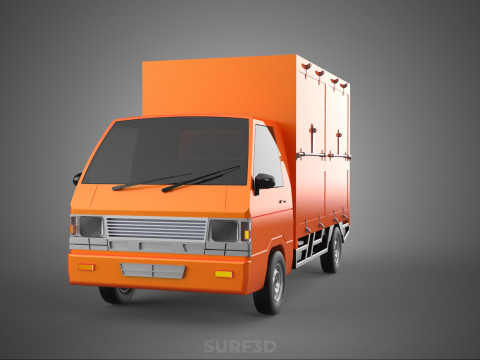 ORANGE PACKAGE MAIL POST SERVICE DELIVERY PARCEL BOX TRUCK VAN 3D 模型