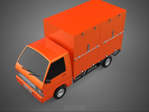 ORANGE PACKAGE MAIL POST SERVICE DELIVERY PARCEL BOX TRUCK VAN 3D 模型
