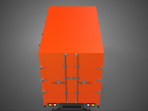 ORANGE PACKAGE MAIL POST SERVICE DELIVERY PARCEL BOX TRUCK VAN 3D 模型