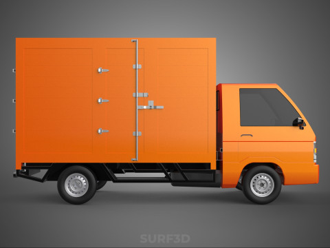ORANGE PACKAGE MAIL POST SERVICE DELIVERY PARCEL BOX TRUCK VAN 3D 模型