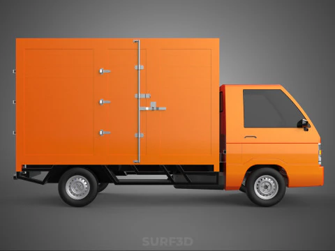 ORANGE PACKAGE MAIL POST SERVICE DELIVERY PARCEL BOX TRUCK VAN 3D Model