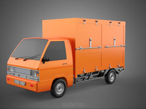 ORANGE PACKAGE MAIL POST SERVICE DELIVERY PARCEL BOX TRUCK VAN 3D Model