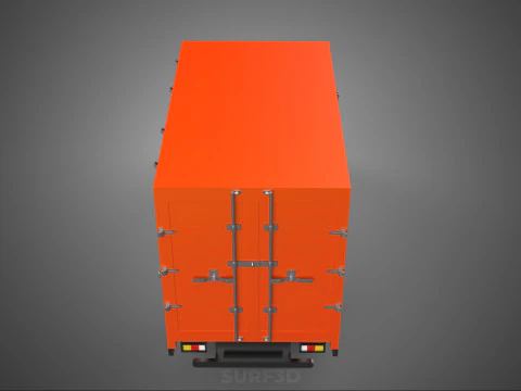 ORANGE PACKAGE MAIL POST SERVICE DELIVERY PARCEL BOX TRUCK VAN 3D Model