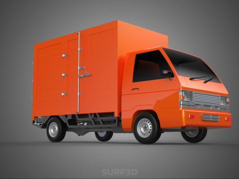 ORANGE PACKAGE MAIL POST SERVICE DELIVERY PARCEL BOX TRUCK VAN 3D 模型