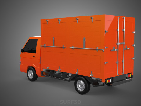 ORANGE PACKAGE MAIL POST SERVICE DELIVERY PARCEL BOX TRUCK VAN 3D 模型