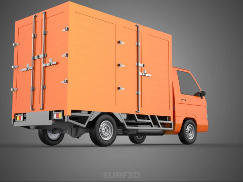 ORANGE PACKAGE MAIL POST SERVICE DELIVERY PARCEL BOX TRUCK VAN 3D Model