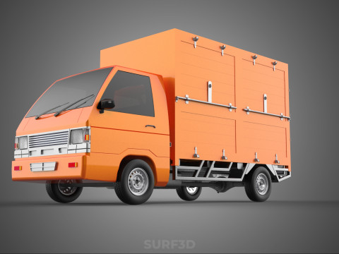 ORANGE PACKAGE MAIL POST SERVICE DELIVERY PARCEL BOX TRUCK VAN 3D 模型