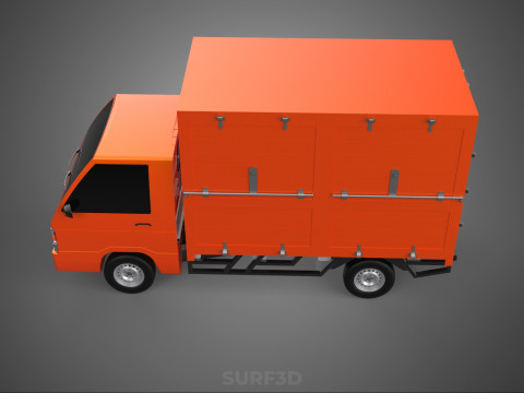 ORANGE PACKAGE MAIL POST SERVICE DELIVERY PARCEL BOX TRUCK VAN 3D 模型