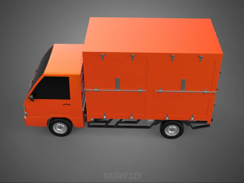 ORANGE PACKAGE MAIL POST SERVICE DELIVERY PARCEL BOX TRUCK VAN 3D Model