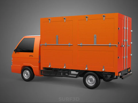 ORANGE PACKAGE MAIL POST SERVICE DELIVERY PARCEL BOX TRUCK VAN 3D Model