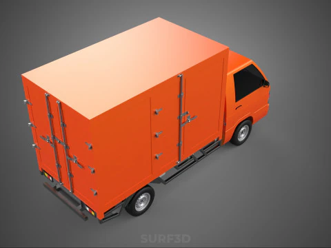 ORANGE PACKAGE MAIL POST SERVICE DELIVERY PARCEL BOX TRUCK VAN 3D Model