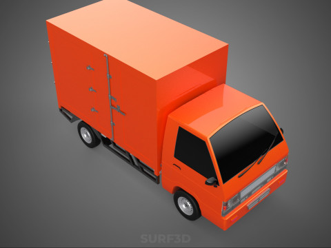 ORANGE PACKAGE MAIL POST SERVICE DELIVERY PARCEL BOX TRUCK VAN 3D 模型