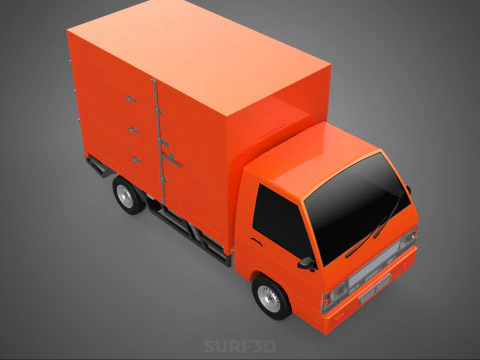ORANGE PACKAGE MAIL POST SERVICE DELIVERY PARCEL BOX TRUCK VAN 3D Model