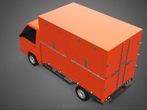 ORANGE PACKAGE MAIL POST SERVICE DELIVERY PARCEL BOX TRUCK VAN 3D Model