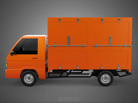 ORANGE PACKAGE MAIL POST SERVICE DELIVERY PARCEL BOX TRUCK VAN 3D Model